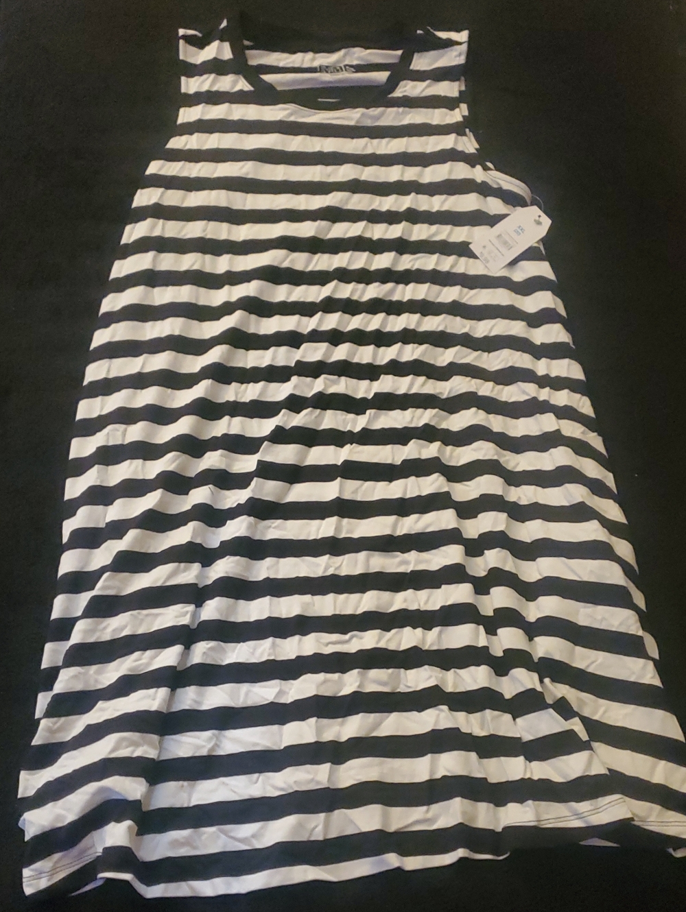Time and Tru Black and White Striped Tank Dress